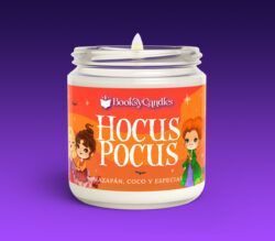 Vela Hocus Pocus grande encendida