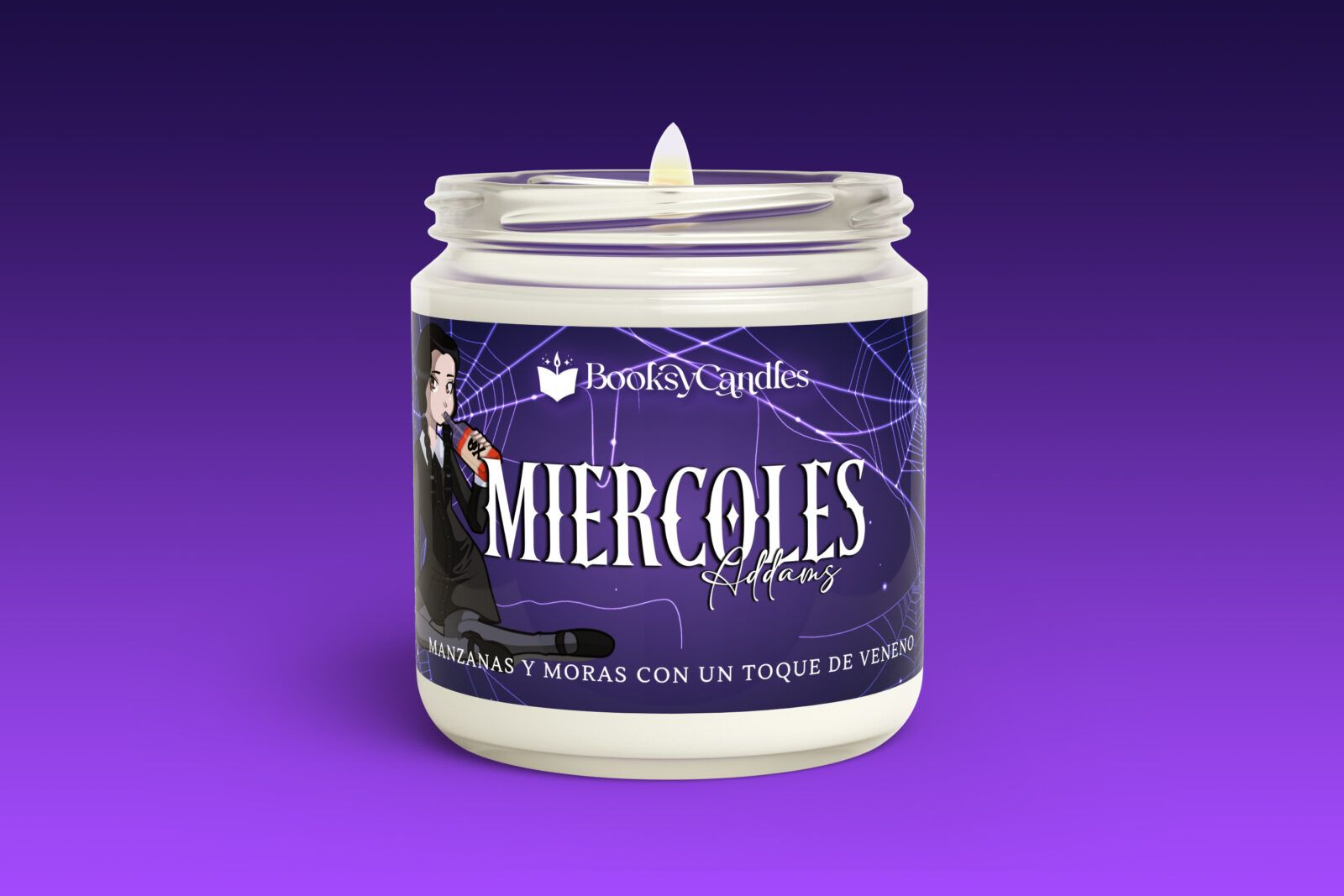 Miercoles-Addams-grande-encendida Vela Miercoles Addams grande encendida