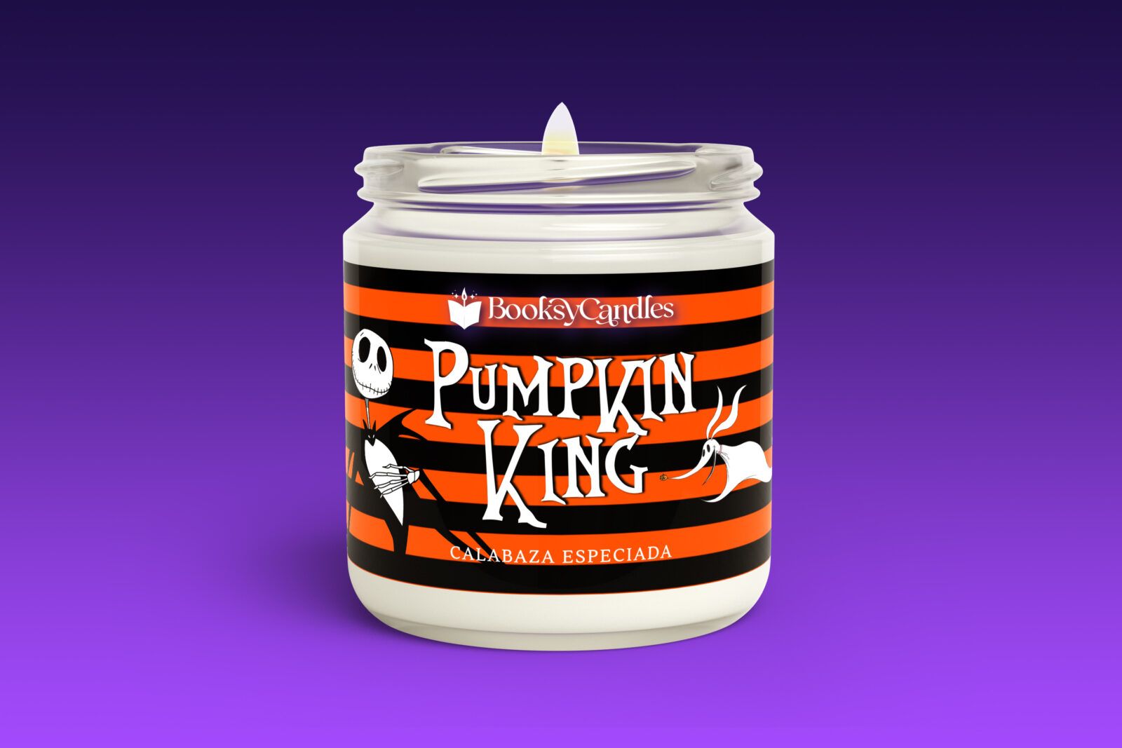 Pumpkin-King-grande encendida Vela Pumpkin King grande encendida