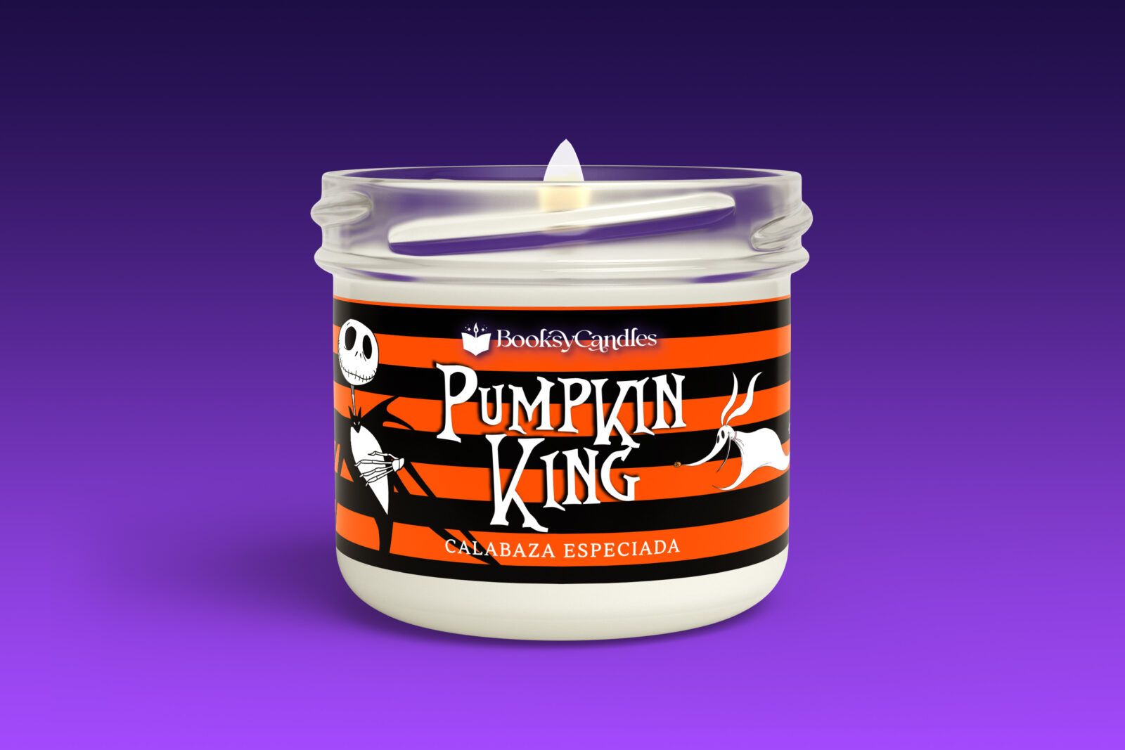 Pumpkin-King-pequeña-encendida Vela Pumpkin King pequeña encendida