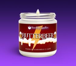Vela Butterbeer grande encendida