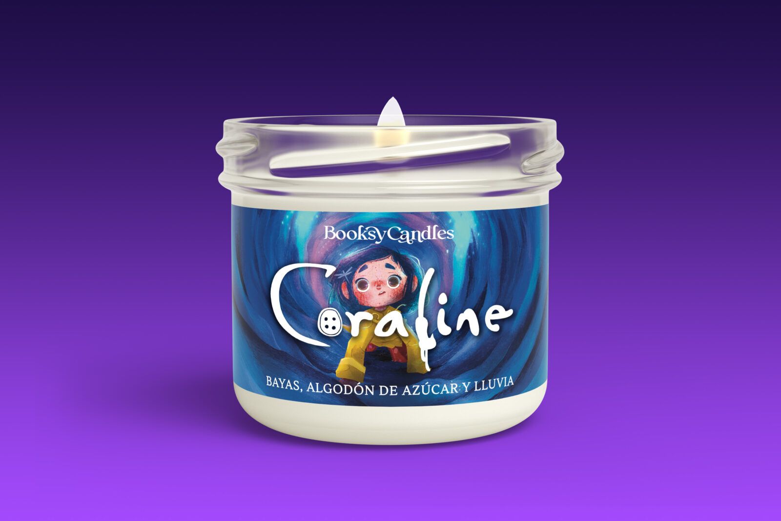 Coraline-pequeña-encendida Vela pequeña Coraline